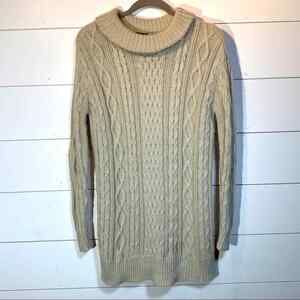 H&M Sweater Womens Small Cream Cable Knit Turtleneck Long Sleeve Chunky Casual